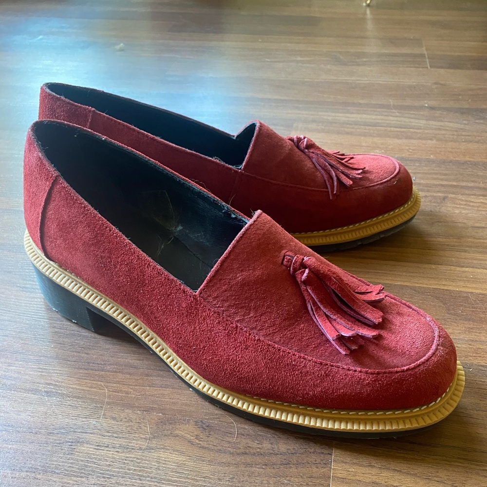 Dr marten size 8 women’s shoes red suede moccasin slide